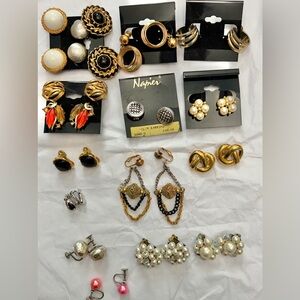 Vintage designer and signed clip on and screw back earrings lot